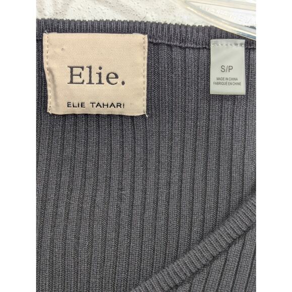 Elie Tahari Womens V-Neck Ribbed Long Sleeve Pullover Sweater Top Black Size S/P - Picture 3 of 6